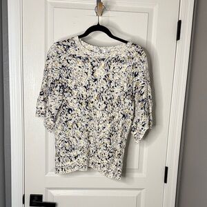 Solitaire Women's Top in Blue and Cream